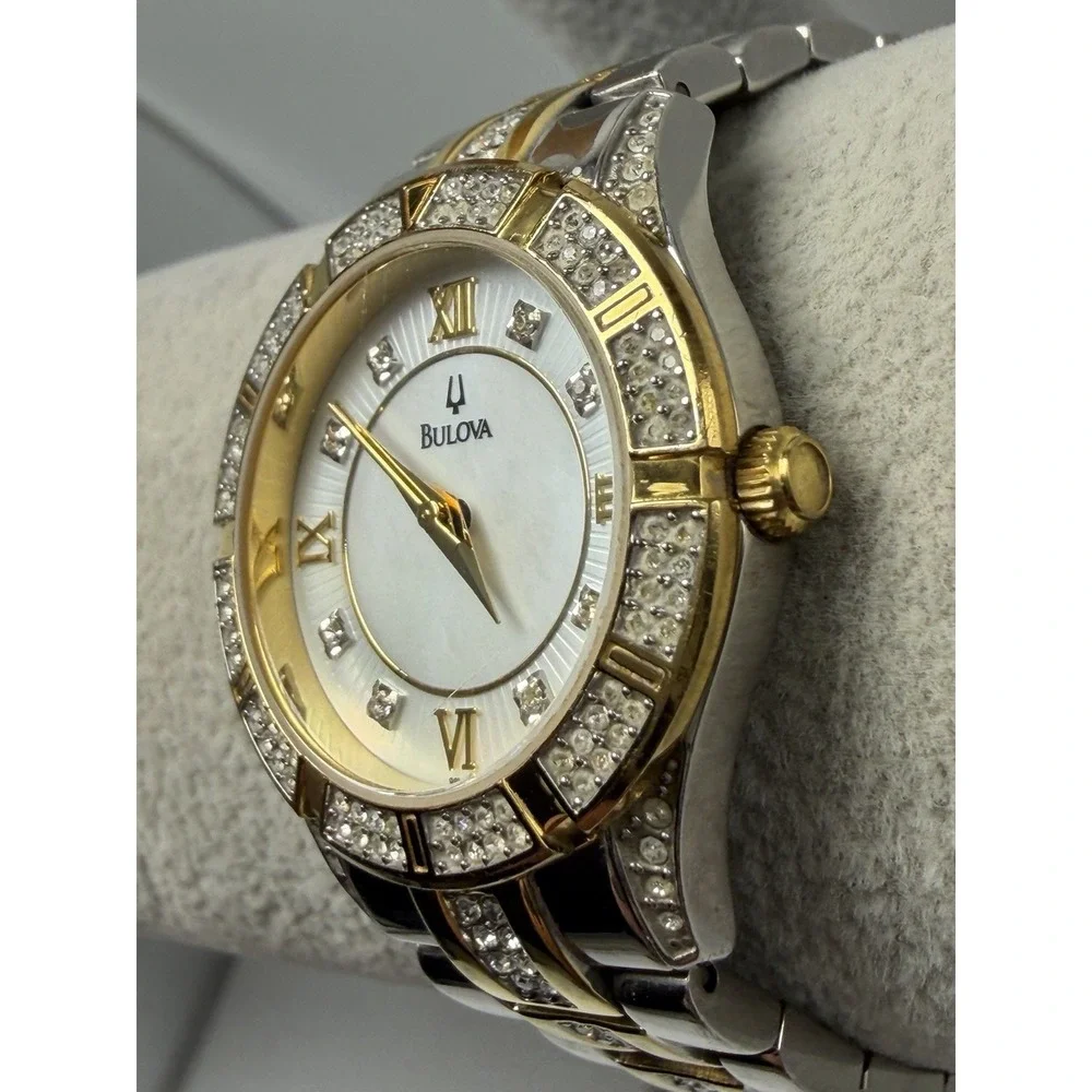 Bulova‎ 98L135 New Battery Ladies MOP Watch 30MM 7.25
